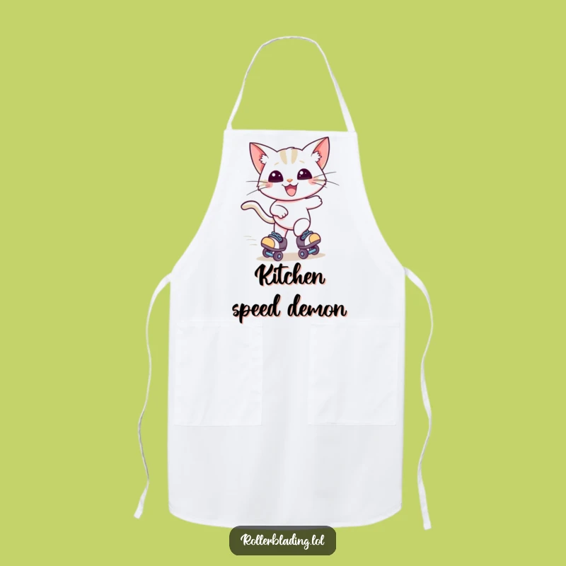 Funny Cat Roller Skater Apron - Chef Zooming Feline Cooking