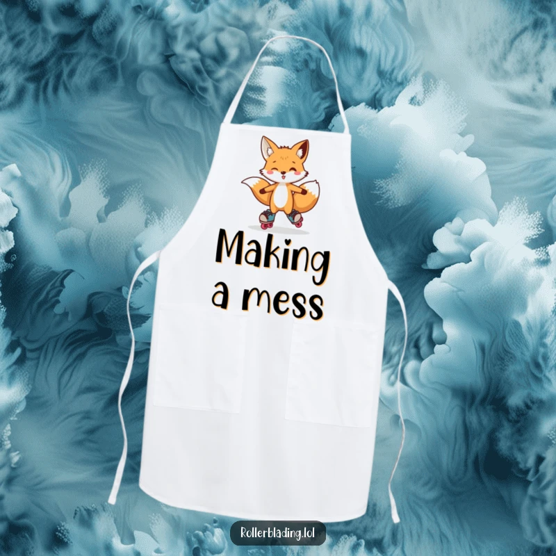 Funny Fox Apron: A chef fox comically hopping on roller skates, adding a humorous touch to kitchen wear.