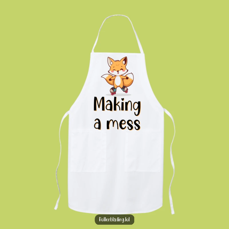 Funny Fox Apron: Chef Fox Roller Skate Kitchen Apron, Perfect Gift