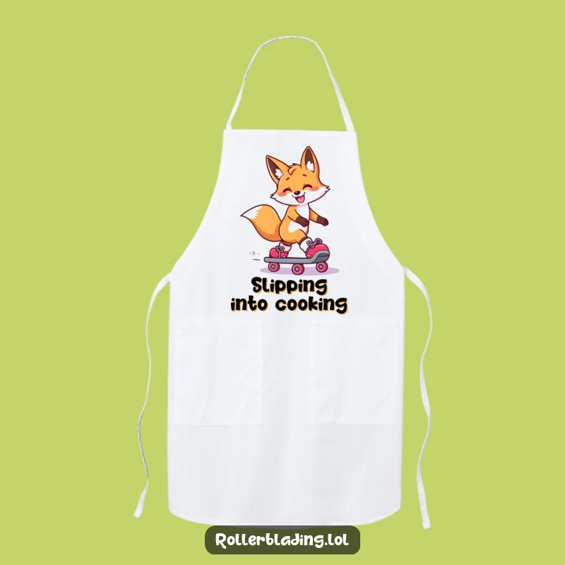 Funny Fox Roller Skate Slide Apron - Culinary Style and Humorous Fun Gift