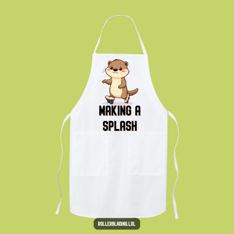 Funny Otter Roller Skating Apron: Chef Otter's Wobbles, Hilarious Kitchen Gift!
