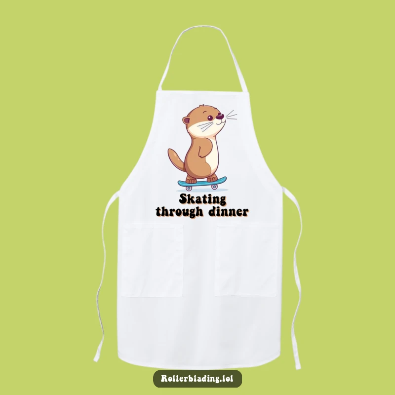 Funny Otter Skating Apron: Giggling Chef Backwards Kitchen Wear, Unique Humorous Gift