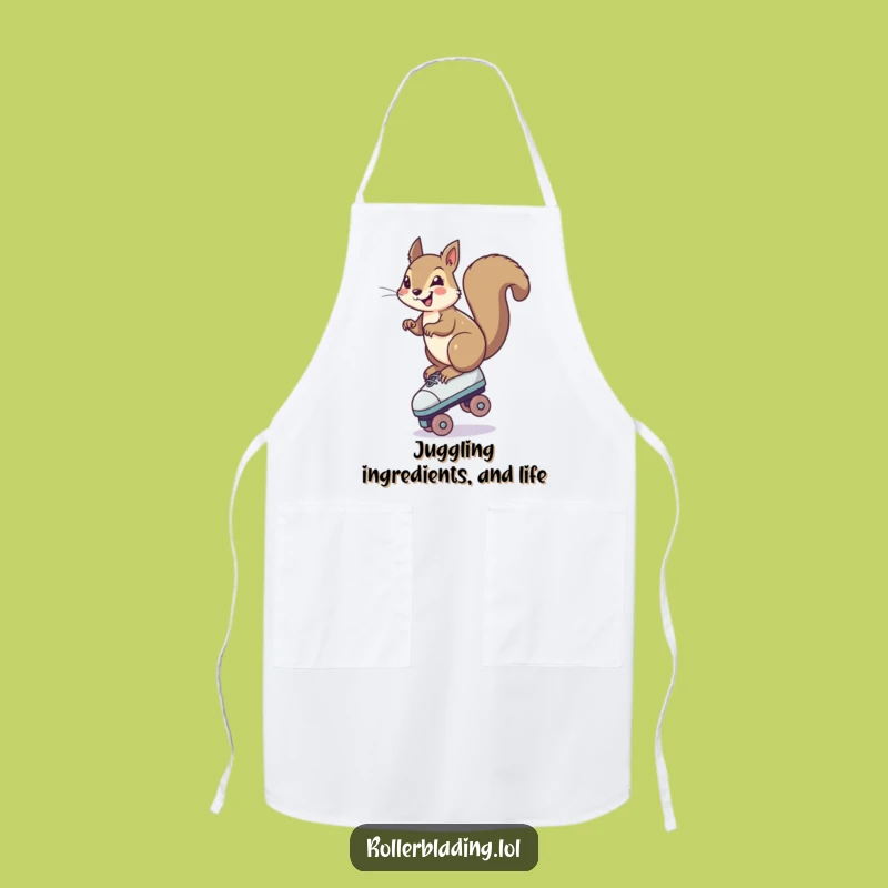 Funny Squirrel Roller Skate Apron: Cook Up Giggles with a Balancing Act