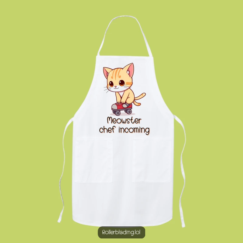 Funny Cat Roller Skating Apron - Curious Chef Balance Gift