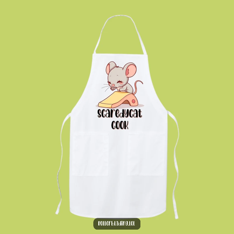 Funny Shy Mouse Sliding Apron - Kitchen Cautious Pet Chef Gift