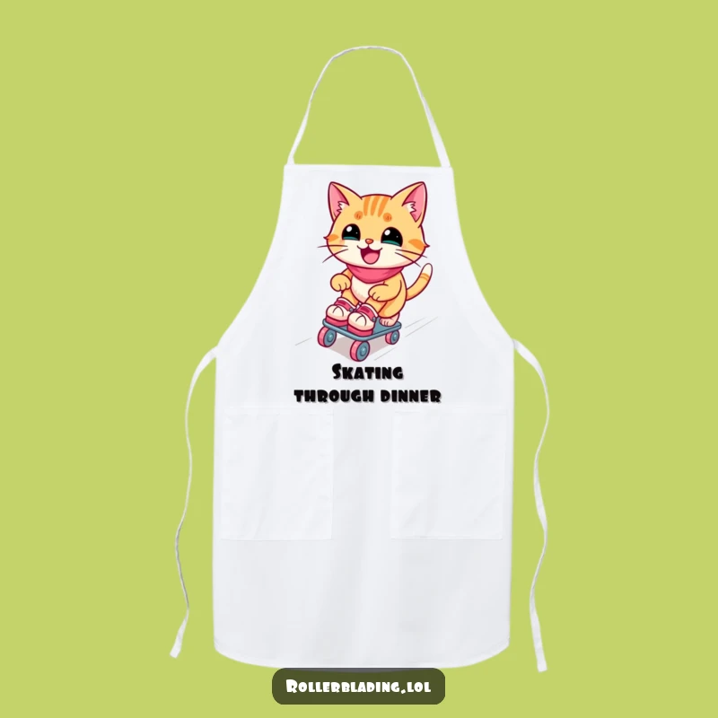 Funny Roller Skating Cat Apron: Cook with Joyful Feline Flair and Style