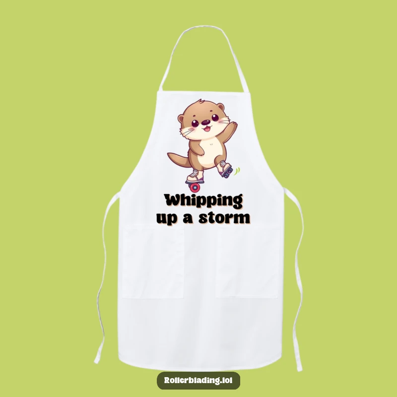 Funny Otter Roller Blade Chef Apron: Cook Up Some Fun