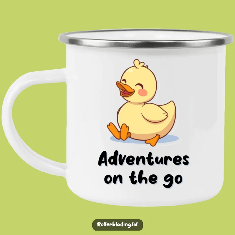 Adventure Ready Funny Duck Roller Skating Camping Mug: Happy Trails
