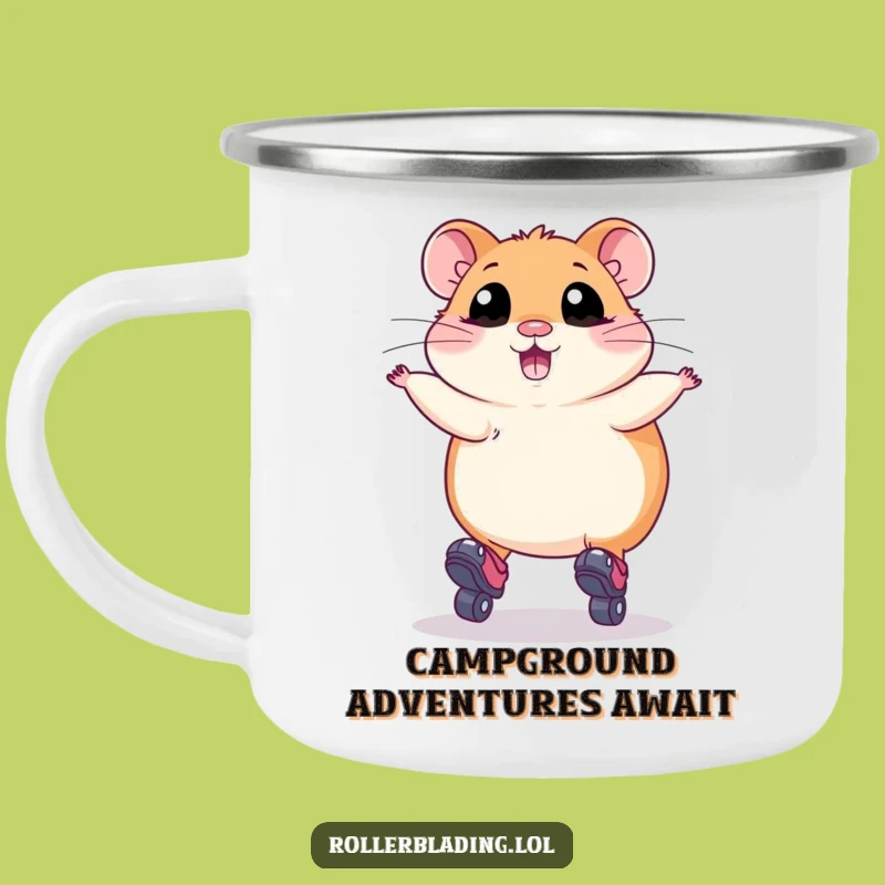 Funny Hamster Roller Skating Camping Mug: Adventure with Plump Charm