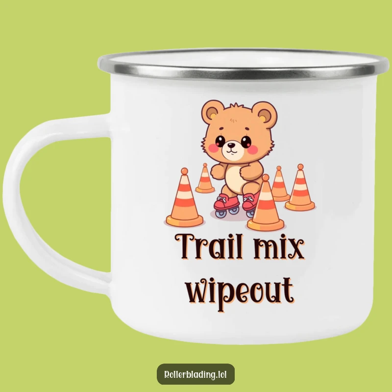Funny Bear Cub Roller Skating Camping Mug: Adventure & Laughter!