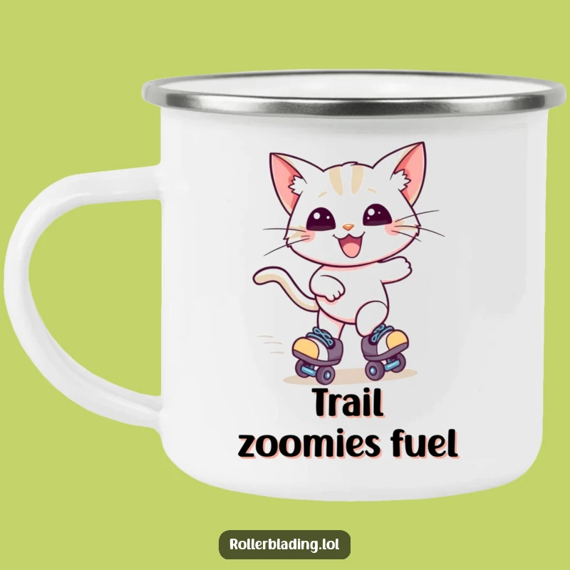 Funny Cat Roller Skater Camping Mug - Durable Zooming Cup