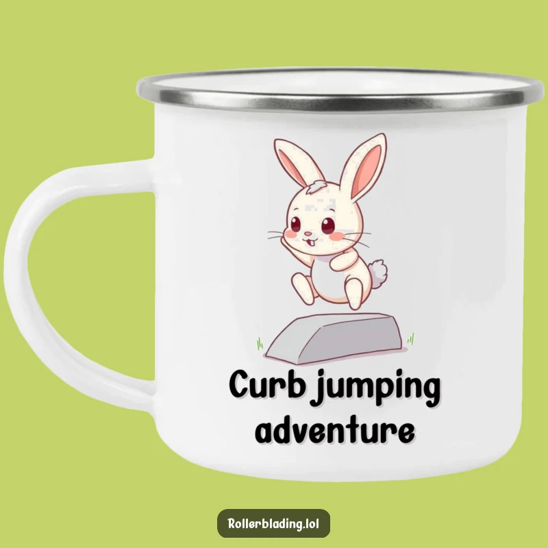 Funny Curious Bunny Camping Mug: Adventure Fuel with a Brave Bunny's Spirit
