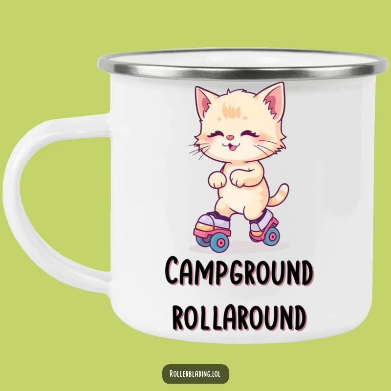 Funny Kitten Roller Skates Camping Mug: Feline Fun On-the-Go