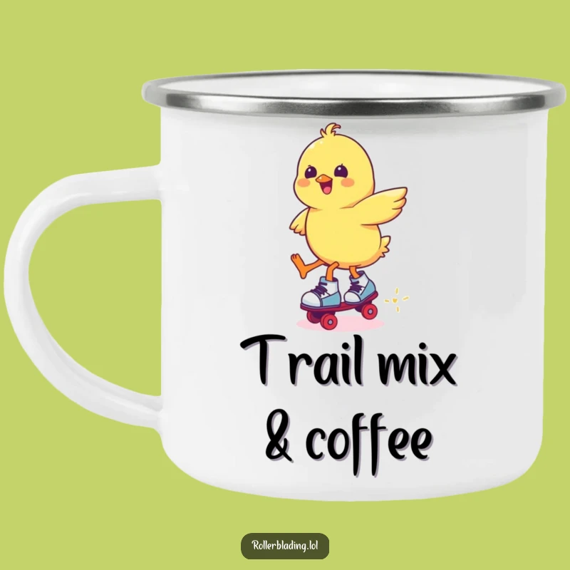 Durable Funny Chick Roller Skating Jump Camping Mug: Adventure & Laughs