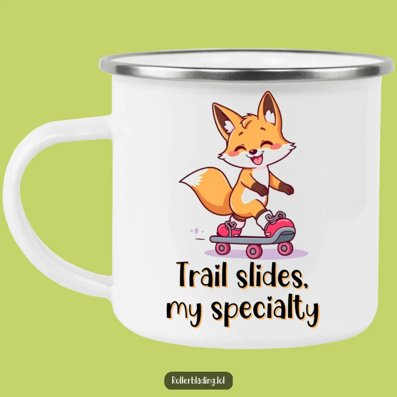 Funny Fox Roller Skate Slide Camping Mug - Adventure-Ready Humorous Drinkware Gift
