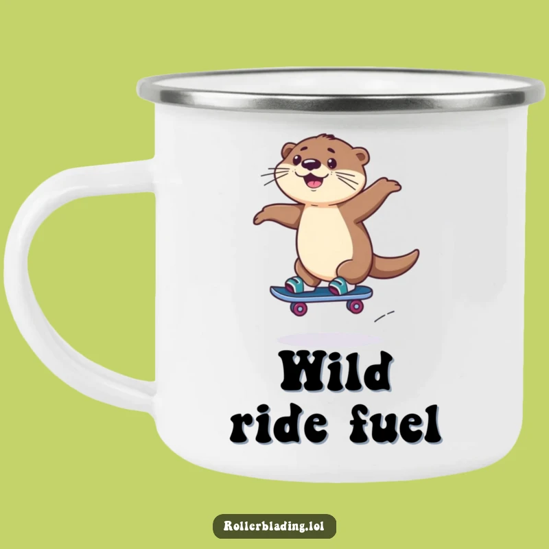 Funny Rollerblading Otter Camping Mug: Adventure Drinks with an Energetic Otter
