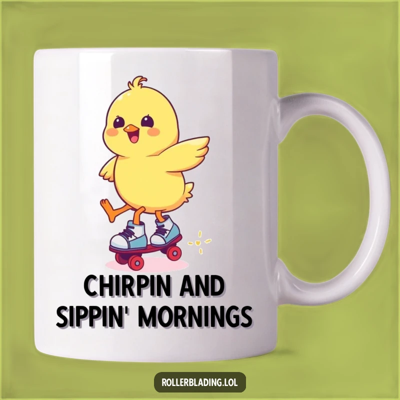 Funny Chick Roller Skating Jump Mug: Perfect Gift for Skaters & Animal Lovers