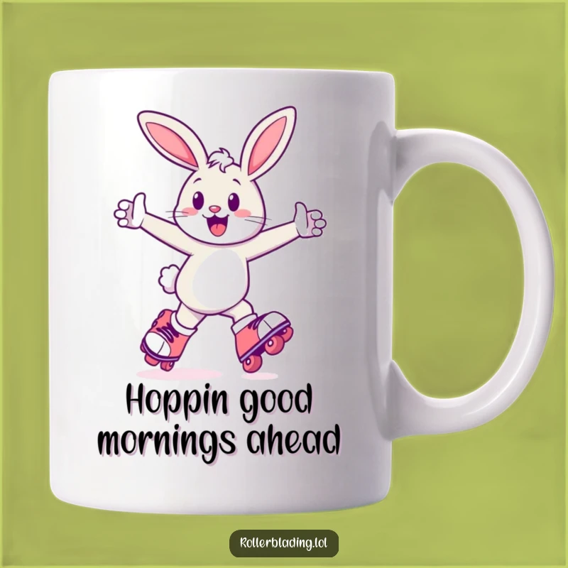 Funny Bunny Roller Skate Mug - Energetic and Hilarious Gift for Speed Demons