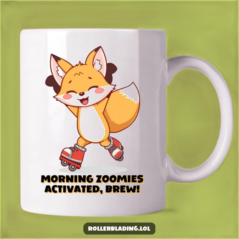 Funny Fox Rollerblading Mug - Joyful Spin Character Gift