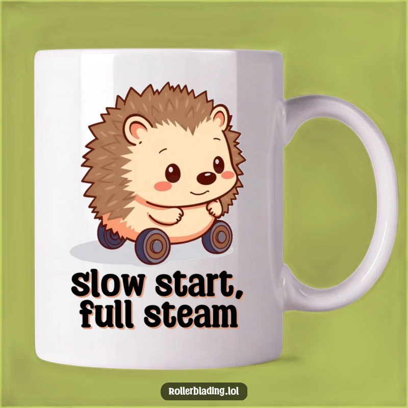 Funny Hedgehog Rolling Mug: A Cautious and Hesitant Wheel Ride Gift