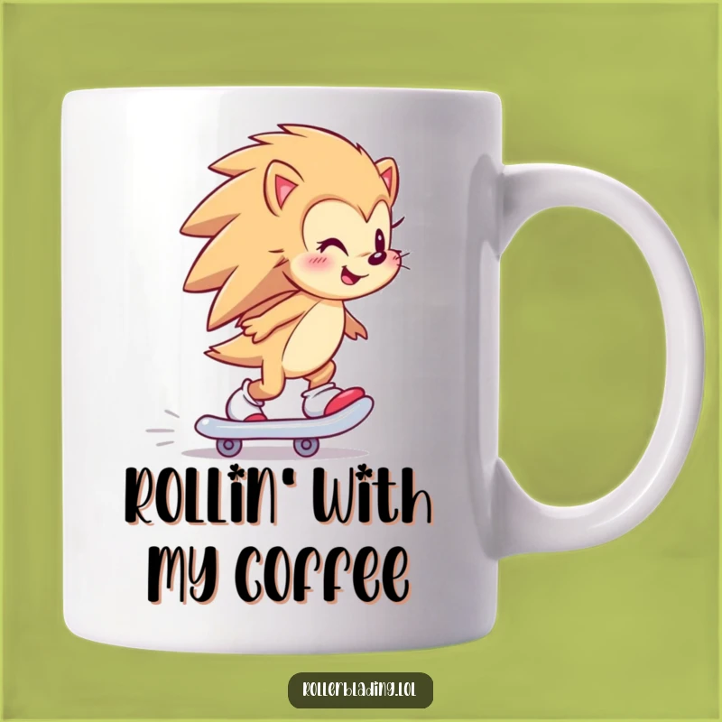Funny Hedgehog Skater Mug: Hilarious Backward Skating Gift for Animal Lovers