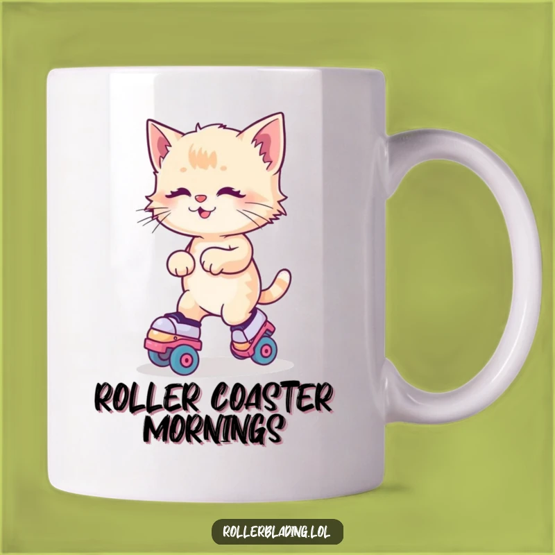 Funny Kitten Roller Skates Mug: Wobbling Feline Fun Gift