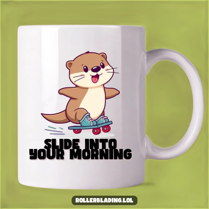 Funny Otter Roller Skate Mug: Wobbly Slide Humor, a Perfect Gift for Playful Souls