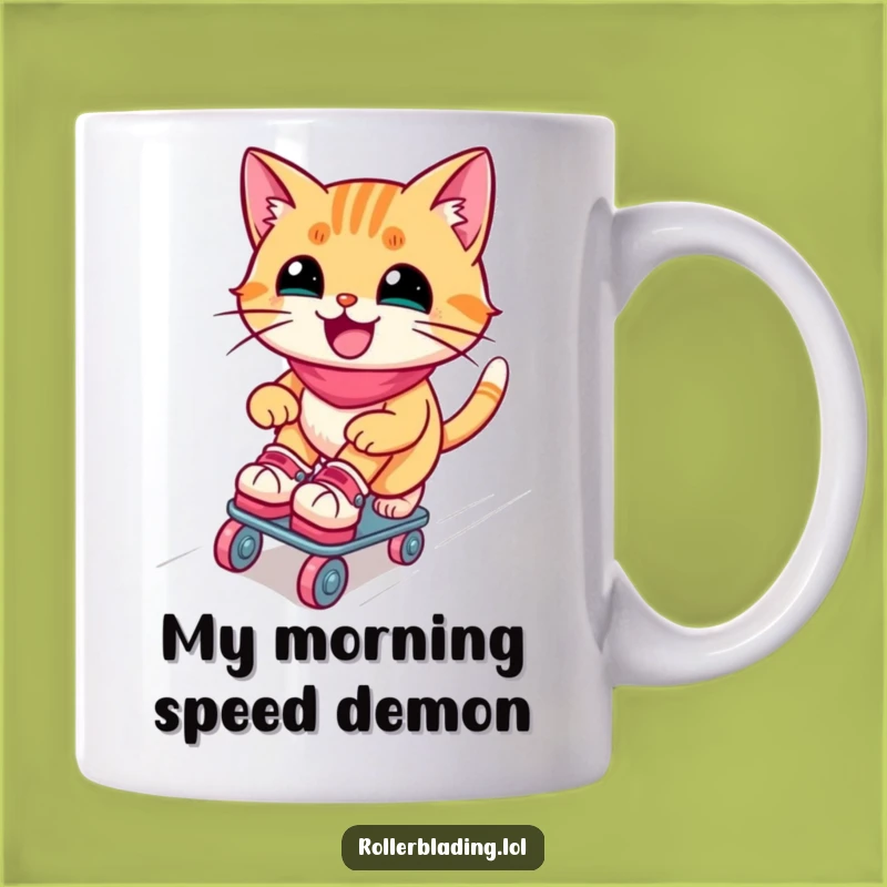 Funny Roller Skating Cat Mug: A Joyful Kitty's Smooth Moves, Perfect Gift