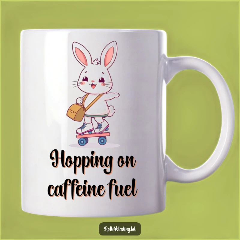 Funny Bunny Roller Skate Mug: Determined & Smiling, Perfect Gift
