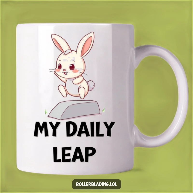 Funny Curious Bunny Mug: Brave Jump's Attempt, Perfect Little Leap Gift