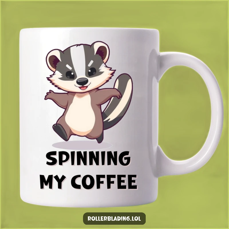 Funny Spinning Badger Mug - Energetic Gift, Whimsical Animal Mug