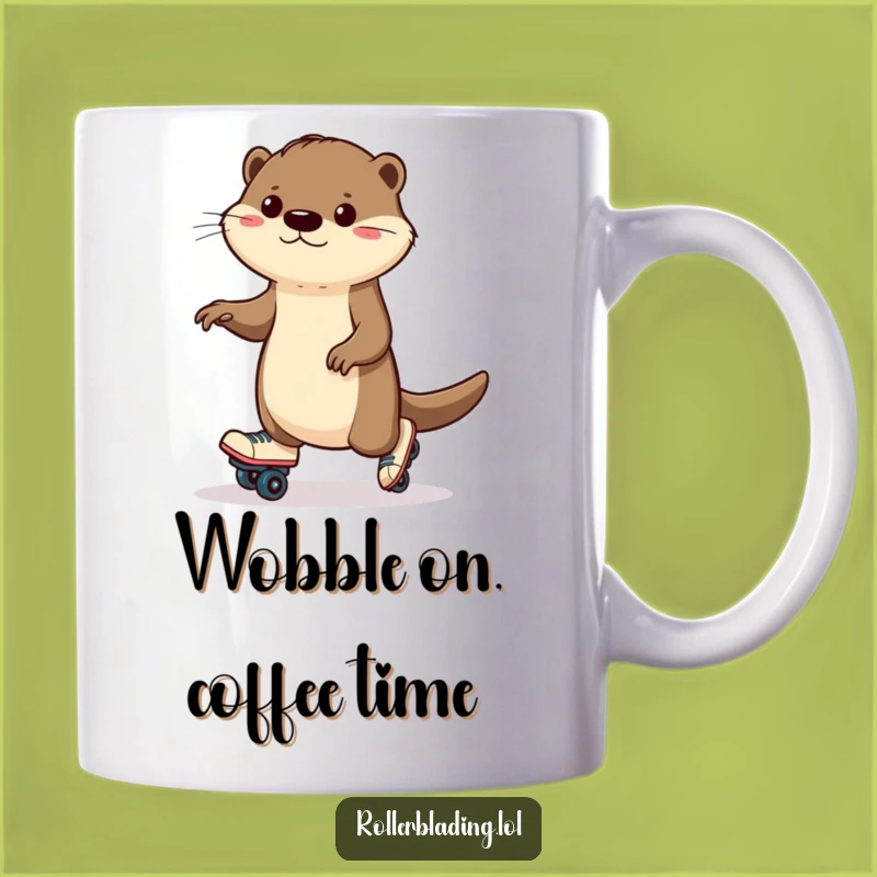 Funny Otter Roller Skating Mug: Wobbling Wonder, Hilarious Gift!
