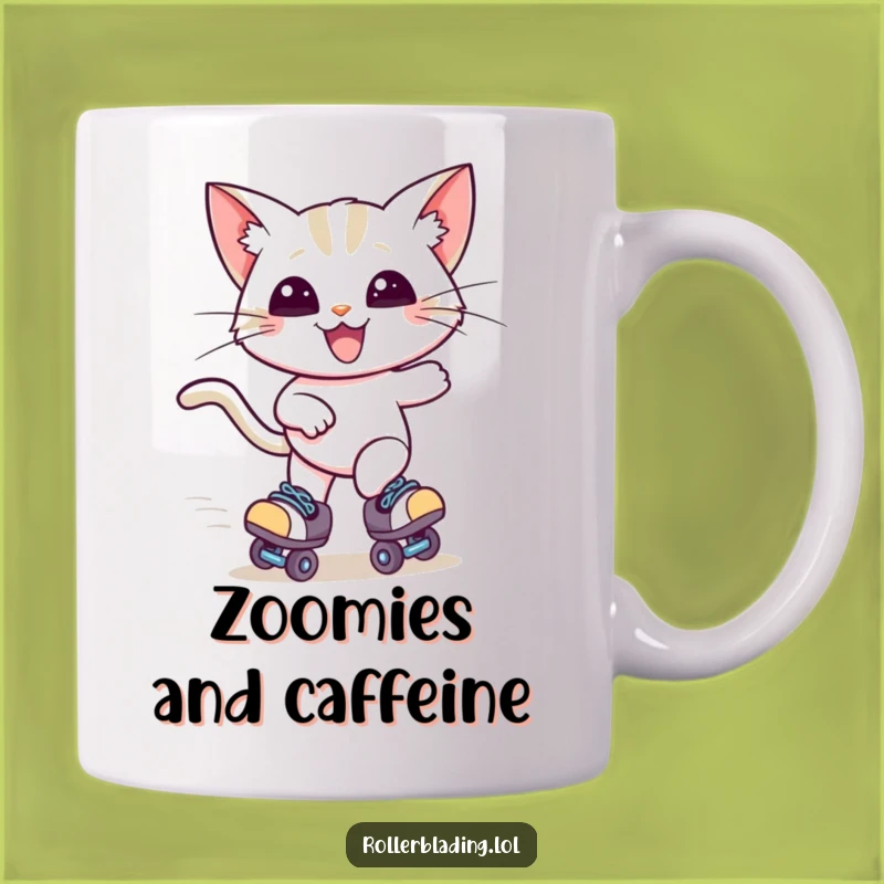 Funny Cat Roller Skater Mug - Zooming Feline Fun