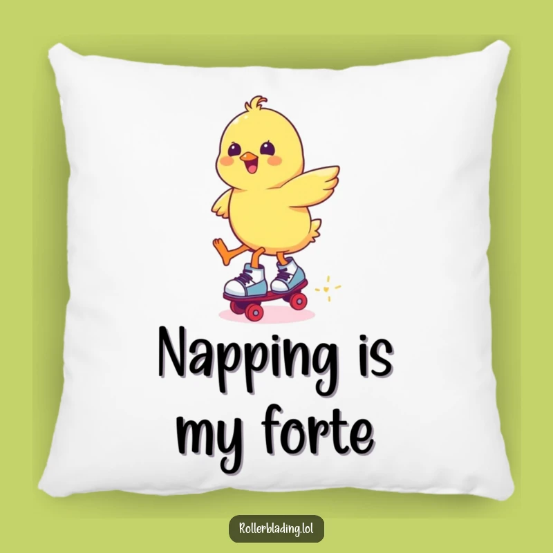 Cozy Funny Chick Roller Skating Jump Pillow: Snuggle Up with Laughter