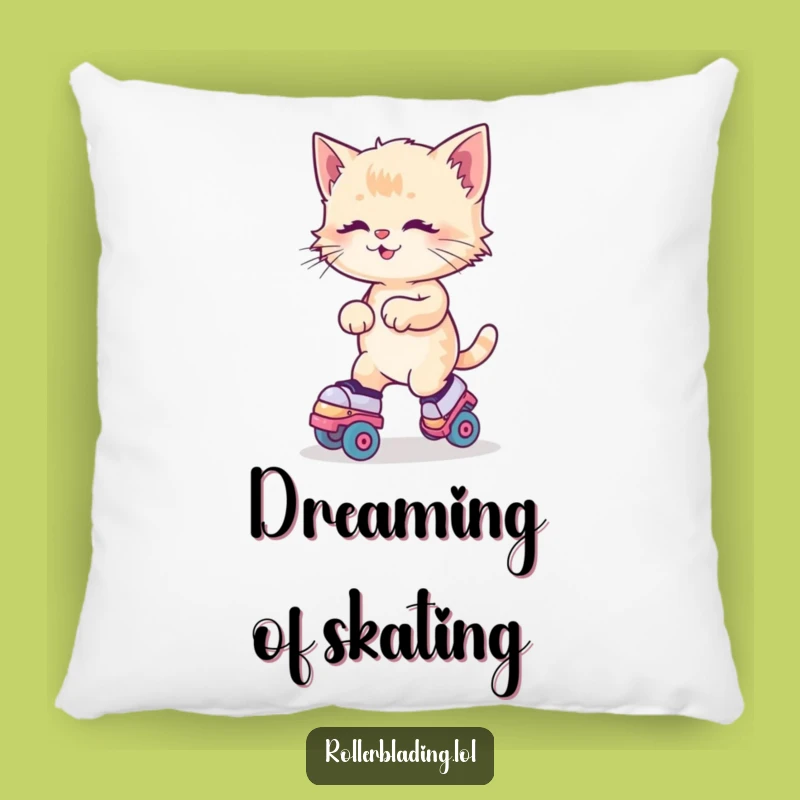 Funny Kitten Roller Skates Pillow: Cozy Wobbling Feline Comfort