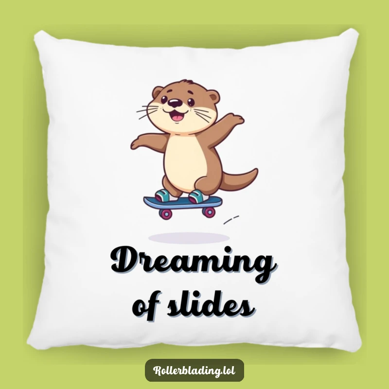 Funny Rollerblading Otter Pillow: Cozy Comfort with Playful Otter Energy