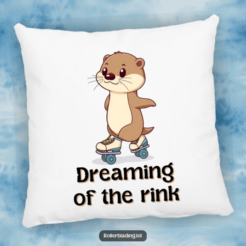 Funny Pillow: A plush pillow featuring a poised otter roller skating, offering comfort and a dose of hilarious, elegant amusement.