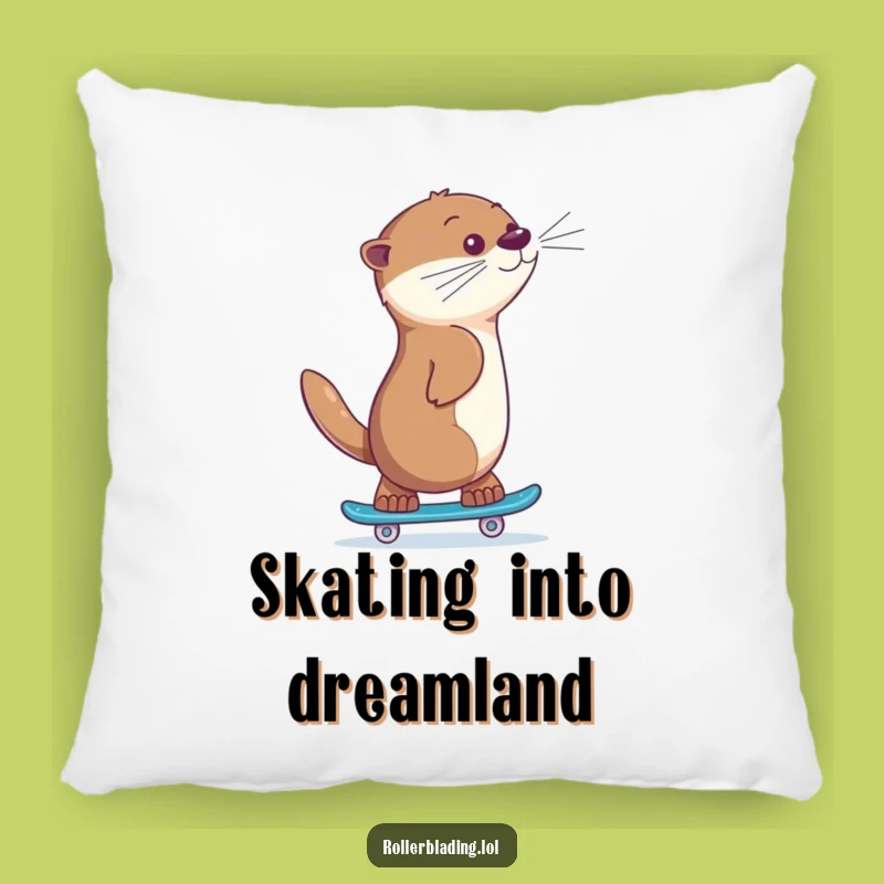 Funny Otter Skating Pillow: Plush Backwards Athlete Comfort, Adorable Humorous Gift