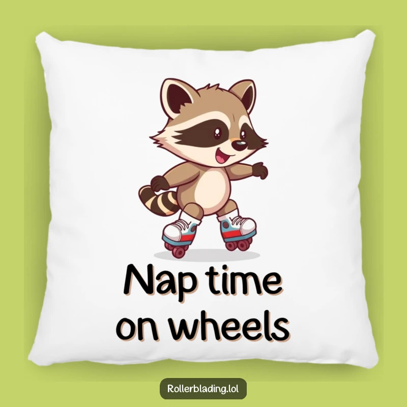 Funny Raccoon Skater Pillow: Soft Fun, Perfect Gift for Cozy Adventures