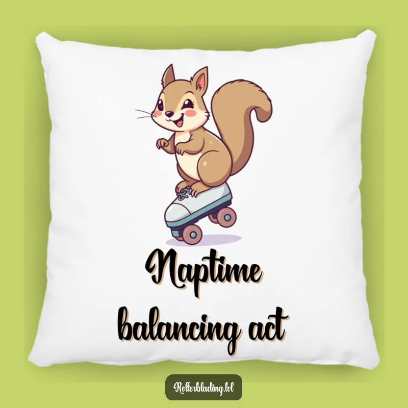 Funny Squirrel Roller Skate Pillow: Cozy Up with a Hilarious Balancing Act