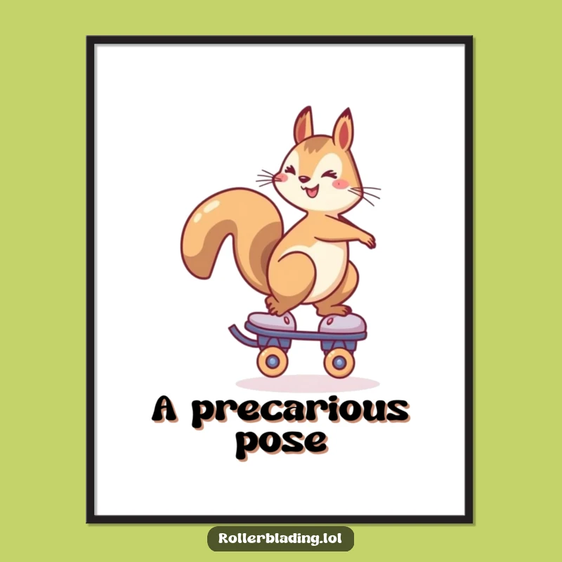 Funny Squirrel Roller Skate Print: Cheerful Balance Art for Instant Decor