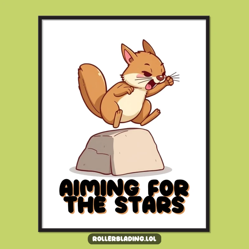 Funny Determined Squirrel Digital Print - Motivational Wall Art, Ambitious Gift