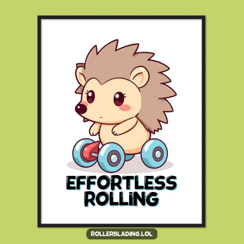 Funny Hedgehog Roller Skater Digital Art: Smooth Gliding Decor