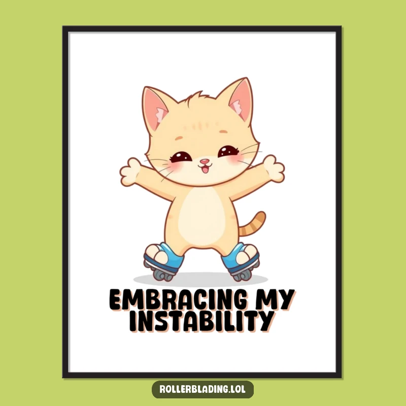 Funny Kitten Roller Skate Wobble Digital Art - Adorable and Joyful Decor Gift