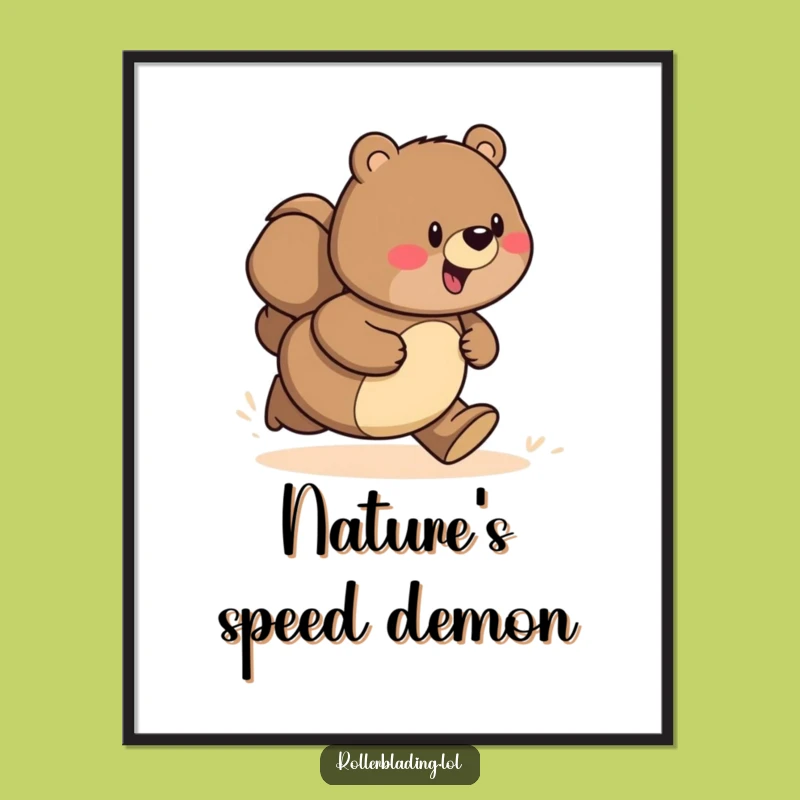 Funny Bear Speeding Digital Art: High-Res Proud Zoom - Instant Download Gift