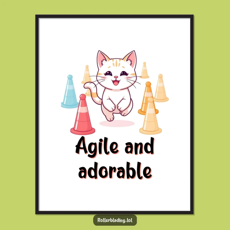Funny Cat Agility Champion Digital Art - Printable Humor for Your Walls