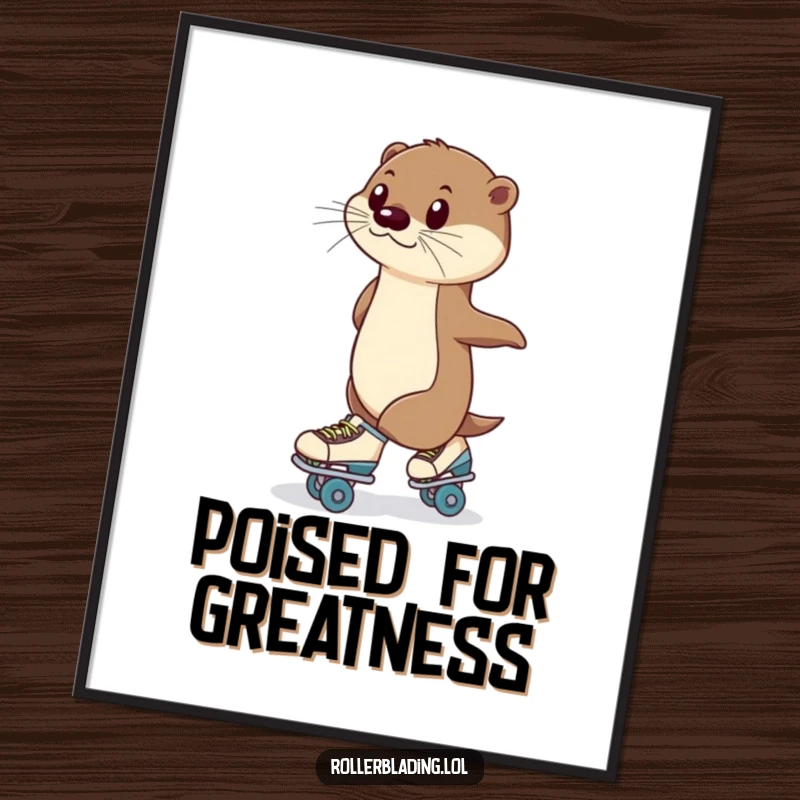 Funny Digital Art Print: A poised otter roller skating, a whimsical and elegant piece perfect for adding humor to any digital display.