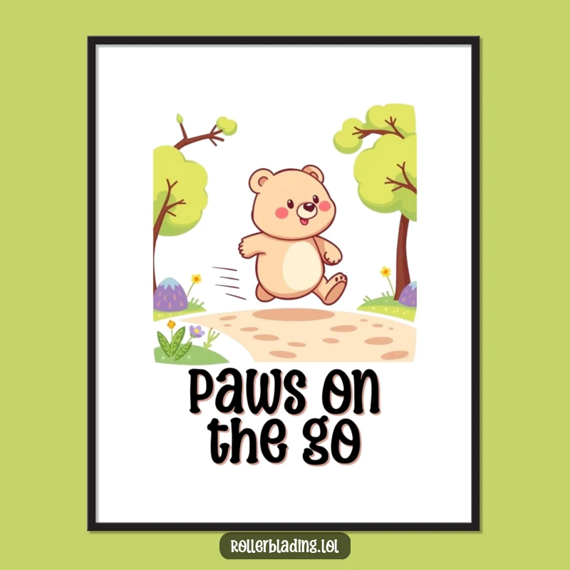 Funny Proud Bear Speeding Digital Print - Instant Laughs for Your Walls
