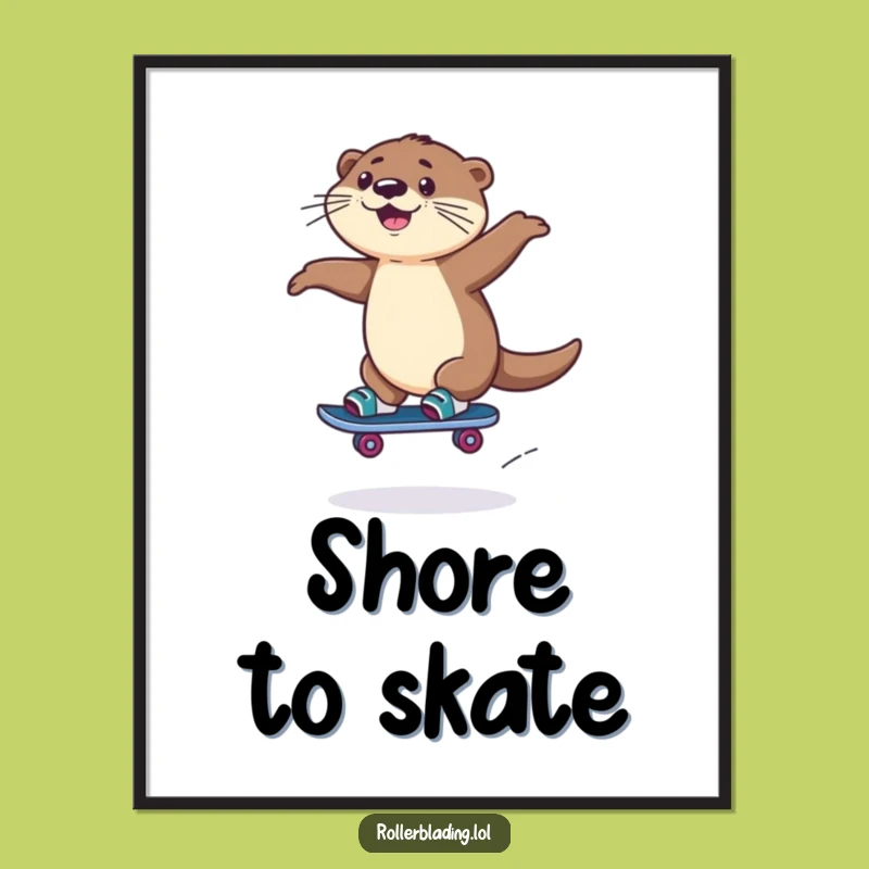 Funny Rollerblading Otter Print: Playful Jump Art for Instant Decor
