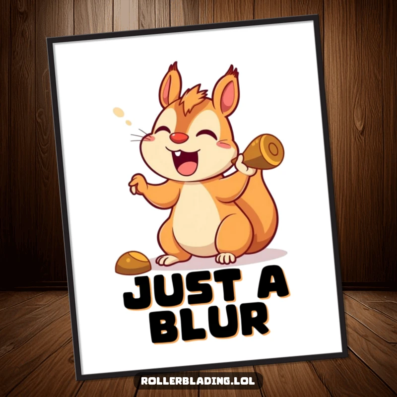Funny squirrel digital art print of a yelling squirrel carving a turn with pure delight, perfect for instant decor.